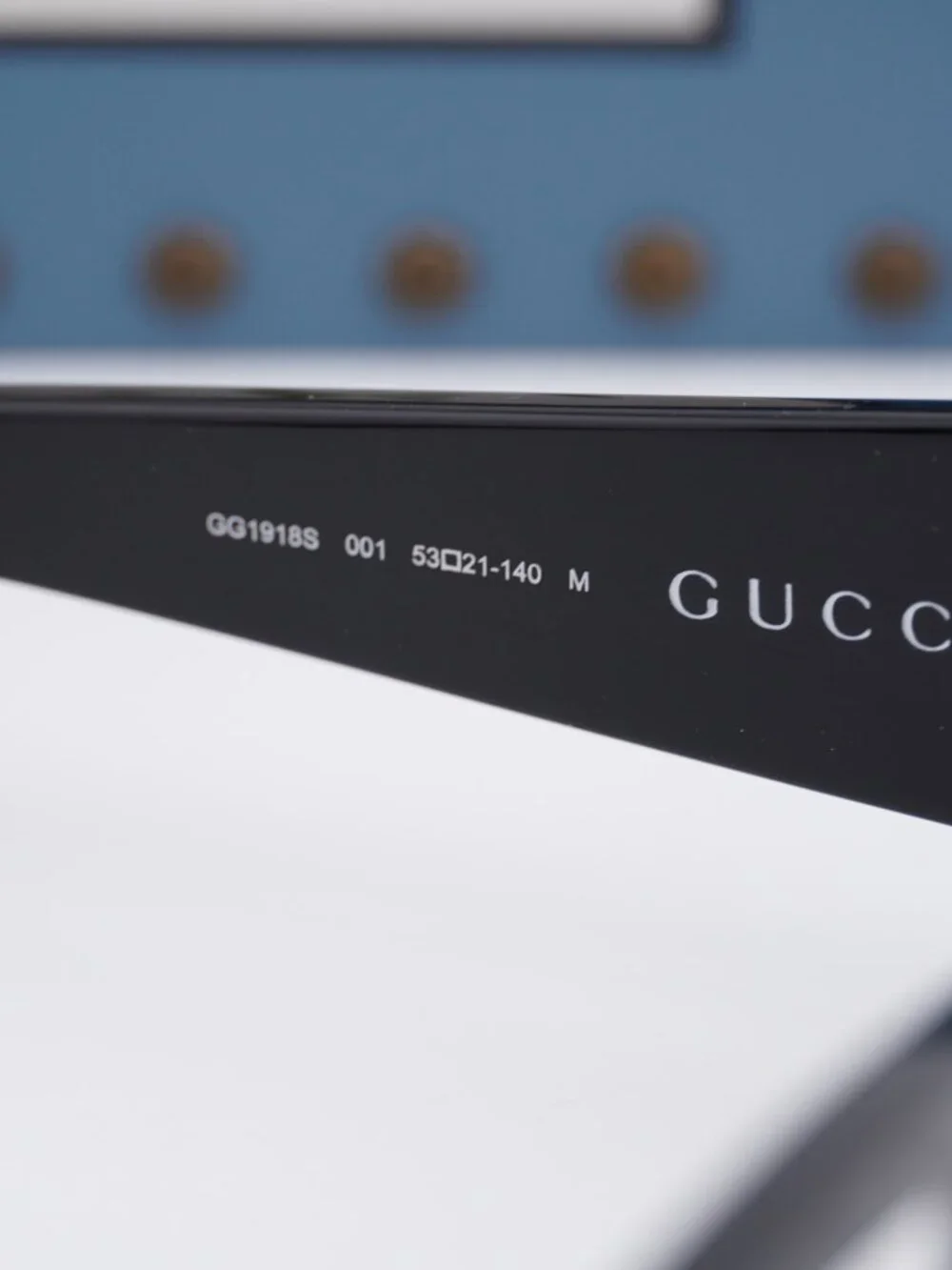 Gucci GG1918S 001 Square Sunglasses - Shiny Black with GG Pattern/Clear UV